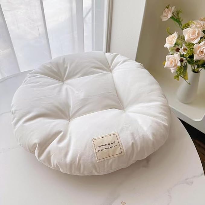SHENGOCASE 2-Pack 16" Round Soft Cat Kneading Pillow Cushion Bed for Dog House Perch, Cushion Pad Padding (White)