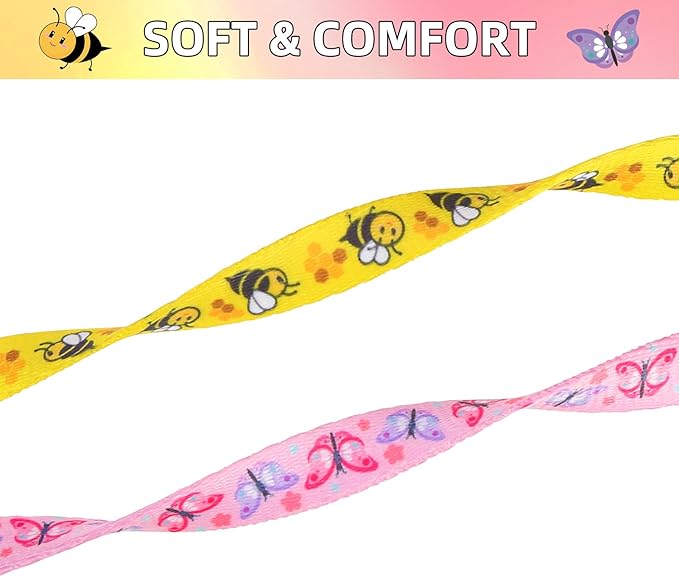 PUPTECK Breakaway Cute Cat Collar with Bell Charm, 2 Packs Adjustable Kitty Collars Animals Pattern, Pink&Yellow, 7.8-11.8 in