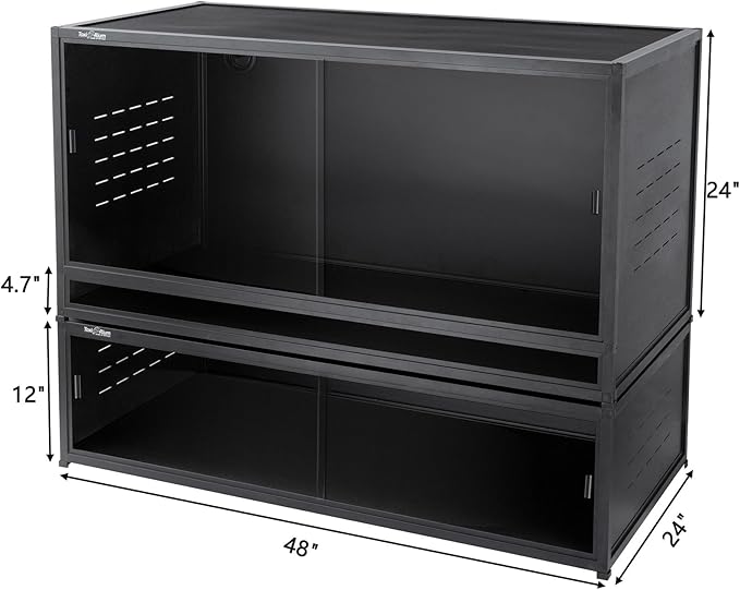 Reptile Terrarium Cabinet 48''x24''x24'' Large PVC Reptile Enclosure 120 Gallons with 12'' Height for Bearded Dragon Gecko Lizard Snake, Wide Breeding Vivarium Area with Sliding Doors Lock