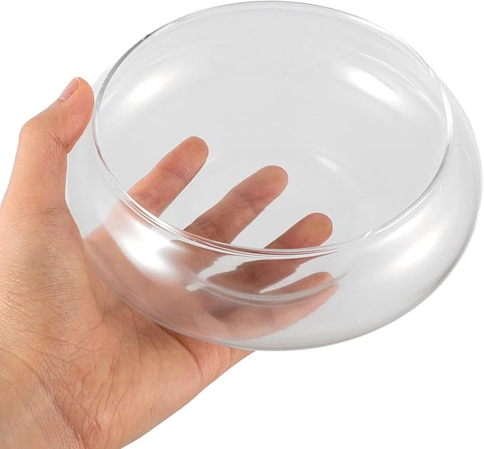 Happyyami Glass Fish Bowl Flower Glass Vase Bowl Clear Wide Mouth Round Vase Terrarium Air Plant Hydroponic Succulent Planter Floral Container Vase for Home Office Wedding S