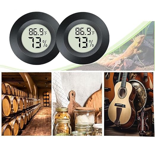 6 Pack Hygrometer Thermometer Digital Humidity Meter Indoor/Outdoor Humidity Monitor Reptile Thermometer for Greenhouse Humidors Terrarium Jars ℉/ ℃(6)