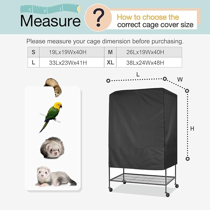 Parrot Cage Cover Breathable,Black Out Lightweight Washable Dust Proof Hood for Lovebird Canary Conure Cockatiel Parakeet Pet Night