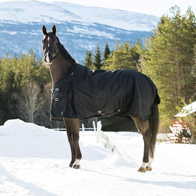 HORZE Nevada Heavy Weight 1200D Waterproof Horse Winter Turnout Blanket (400g Fill) - Black - 66 in