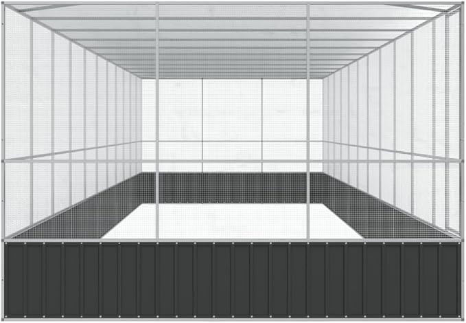 Large Metal Heavy Duty Walk-in Aviary Cage with Extension, Ample Activity Space Bird Cage with Lockable Door Also for Chickens and Rabbits, Silver 448.4"x120.9"x83.5" Steel,-527