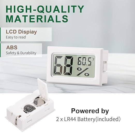 4-Pack Mini Hygrometer Indoor Humidity Meter, Digital Humidity Gauge Indoor Thermometer (℉) for Home, Office, Reptile, Car, Greenhouse, Lab, Terrarium, Cellar, Humidors A02 White
