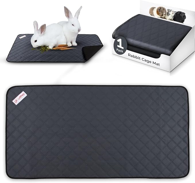 Washable Rabbit & Guinea Pig Cage Liner & Bedding for Midwest (24"x47"), Easy to Clean Unlike Fleece, Waterproof, Absorbent, Non-Slip Pee Pad, Reusable Bunny Mat for Small Animals