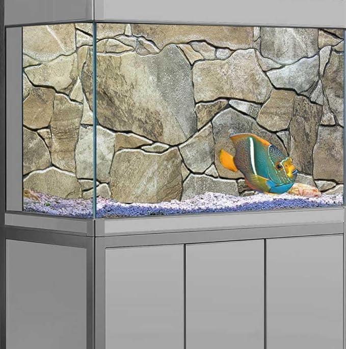 48X20IN Marble Aquarium Background, Art Marble Aquarium Background, Natural Marble Glass Terrarium Background with 8 EVA Double-Sided Tape