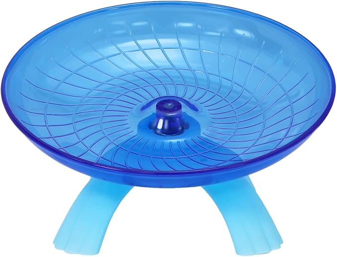 Hamster Flying Saucer Silent Running Exercise Wheel for Gerbil Rat Mouse Hedgehog Small Animals (Blue)