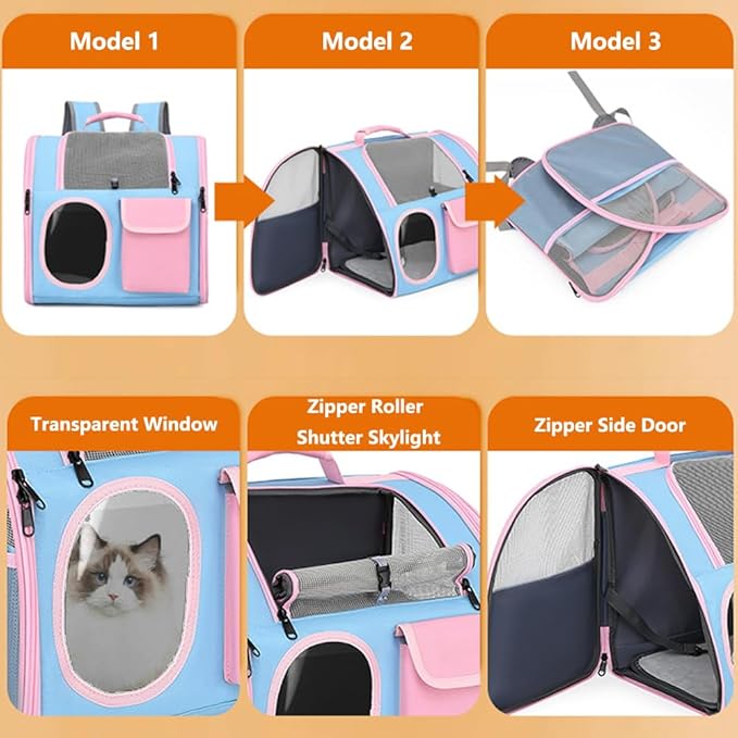 Cat Dog Carrier Backpacks,Pet Backpack Carrier, Bubble Backpack Pet Carriers with Breathable Mesh for Cats Small Dogs Puppies Animals for Travel, Hiking, Camping or Outdoor Use (Yellow)