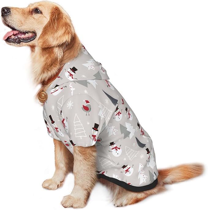 Christmas Gray Snowman Hoodie,Christmas Cosplay Dog Clothes with Pocket and Hat Winter Clothes Sweaters Large