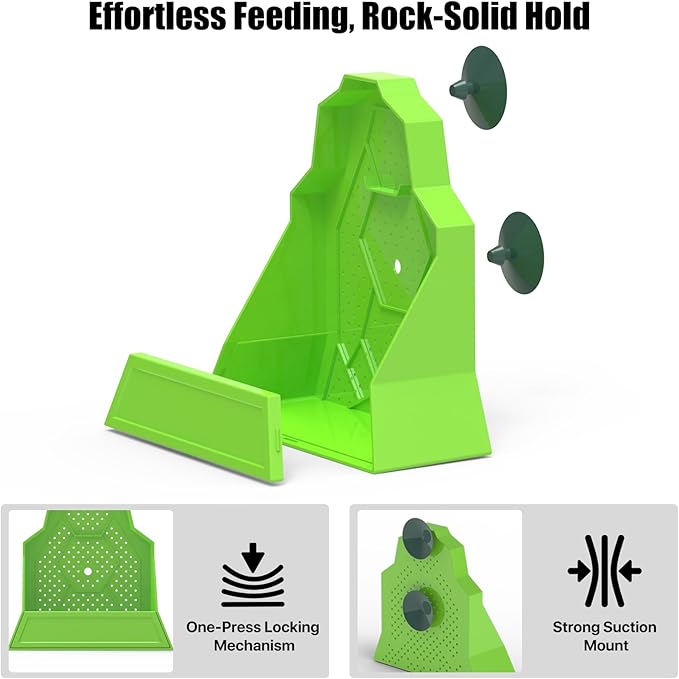 Reptile Corner Insect Feeder with Suction Cup – Smooth Wall Anti-Escape Feeding Bowl for Gecko, Frog, Chameleon – 5.5"x2.5"x5.5"