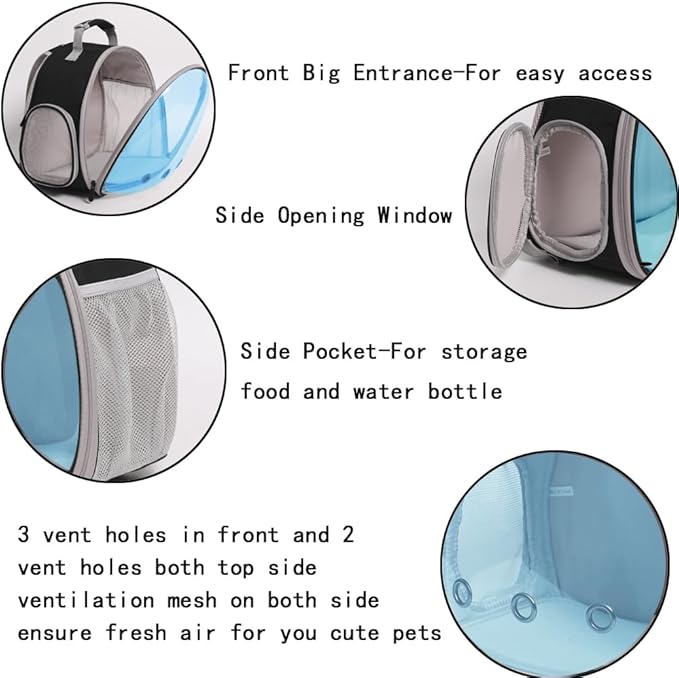 Bearded Dragon Travel Carrier Backpack with Soft Warm Mat Set,Lizard Backpack Carrier,Space Capsule Clear Bubble Window Astronaut Reptile Carrier Backpack for Guinea Pig,Sugar Glider,Bunny