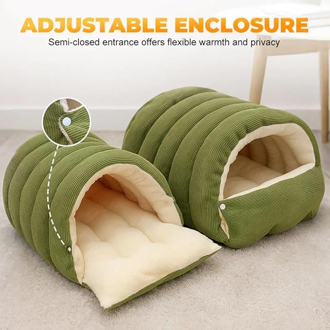 CutyPet Winter Cave,Warmth Cozy Comfort Plush Pet Cave,Cute Cozy Safe Hideaway Cat Bed with Removable Cushion,Warm Soft Removable Washable for Cats and Dogs (Purple, L:22.44 * 14.56 * 11.02 in)
