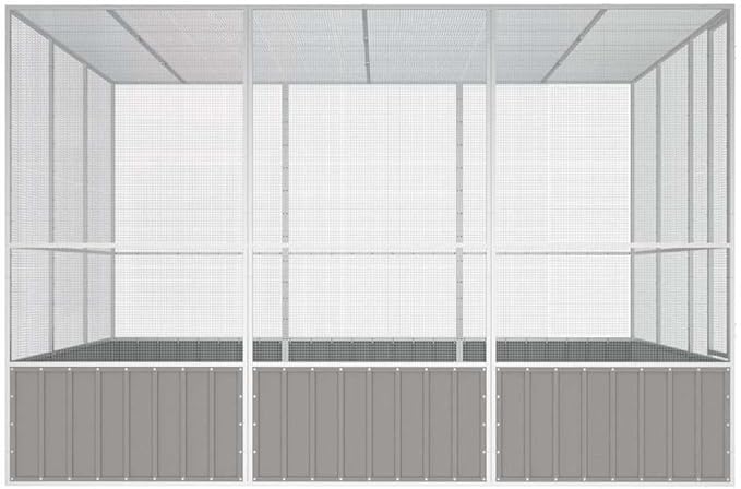 Metal Steel Large Bird Cage for Budgies, Pigeons, Galvanized Steel Birdcage Aviary House, 119.1"x127.8"x83.3", Gray,-674