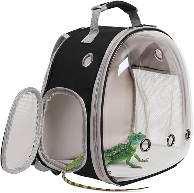 Small Animal Travel Carrier Backpack Design for Guinea Pig,Portable Bearded Dragon Bag for Sugar Glider,Hedgehog,Rat,Bunny,Rat (Black, Backpack)