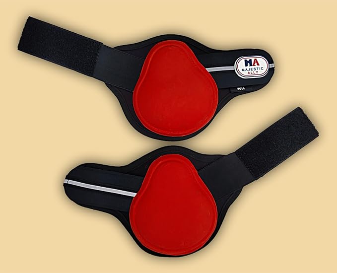 Majestic Ally Horse Leg Protection Fetlock and Tendon Boots Set, PU Shell, Neoprene Lining, Hook and Loop Closures, Multiple Colors and Sizes