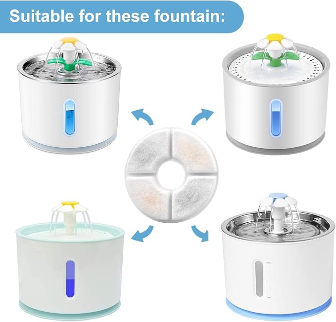 Cat Water Fountain Filters,16 Pack Pet Fountain Replacement Filters/Cat Fountain Filter for 81oz/2.4L Flower Cap Cat Fountain-Automatic Water Dispenser Drinking Fountain
