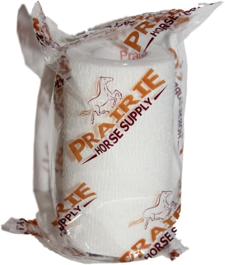 3 Inch Vet Wrap Tape Bulk (White) (Pack of 6) Self Adhesive Adherent Adhering Flex Bandage Grip Roll for Dog Cat Pet Horse