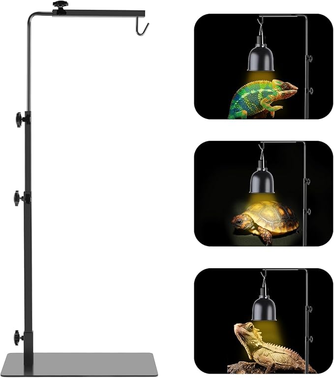 Reptile Lamp Stand , Adjustable 14-37 Inch Heat Lamp Stand , Reptile Light Stand Holder Lamp Hanging Bracket Metal Support for Glass Terrarium