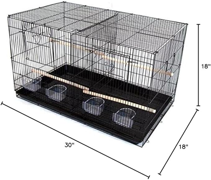 Set of 3 Breeding Bird Carrier Cage with Central Dividor Black L30xW18xH18 on Stand