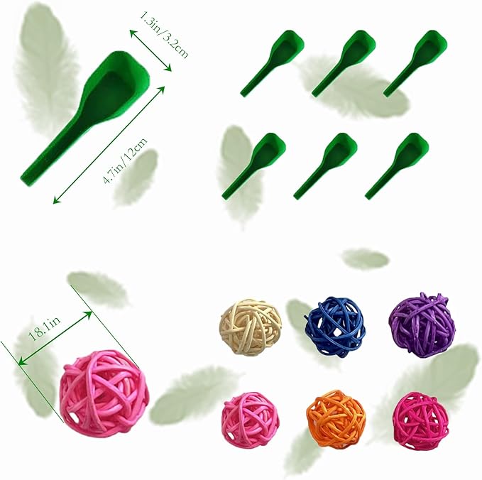 PINVNBY 6 Pieces Stainless Steel Bird Feeding Dish Cups,Parrot Feeder Parakeet Food Water Bowls with Clamp Holder & 6 Pcs Bird Spoon & 6 Pcs Birds Ball Toys for Budgies Macaw Small Animal(S)