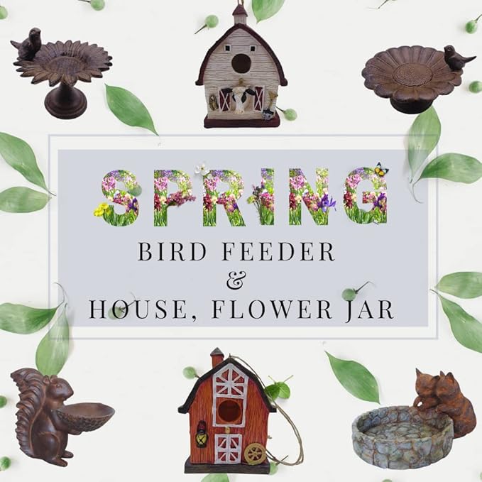 Comfy Hour Spring is Here Collection 6" Cast Iron Birdfeeder Birdbath Outdoor Garden, Brown