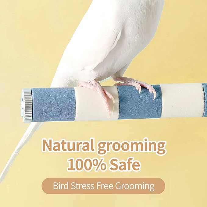 AOTU Bird Perch Natural Sandstone Parrot Perch Bird Perches for Cage– Durable Beak & Claw Trimming Grinding Stone for Birds, 7.9” x 1” – Safe, Non-Toxic, Long-Lasting Bird Cage Accessory