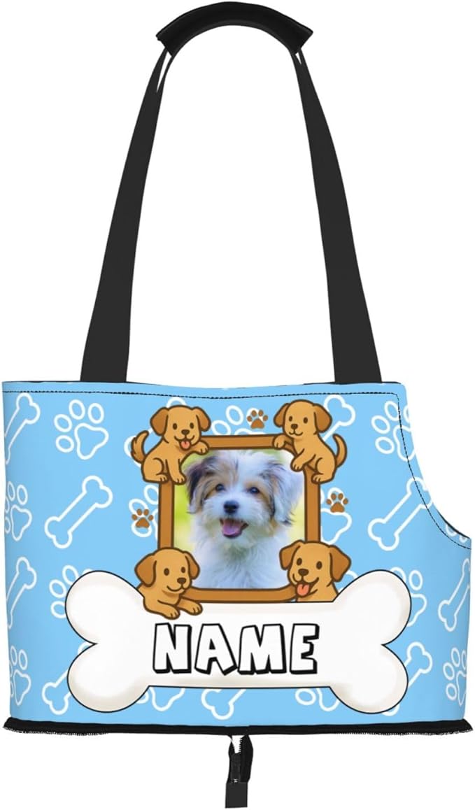 Custom Dog Carrier Purses Personalized Crossbody Puppy Carrying Bag Add Your Pet Photo Name Text Soft-Sided Sling Cat Pouch for Outdoor Hiking Traveling Subway Shopping (Style4)