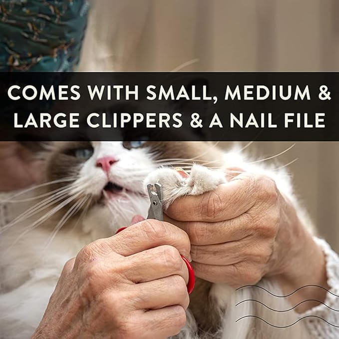 Pet Care Pedicure Kit for Dogs, Cats, Birds and Reptiles - Nail Clippers, File and Scissors Style Clippers Plus Case (2 Miller's Forge Nail Clippers, Small Scissors Style Clipper and One Nail File)