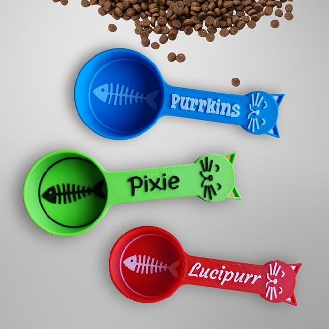 Personalized Cat Food Scoop, Cat Food Measuring Cup with Name, Kibble Scoop (14 oz - 1 3/4 cups)