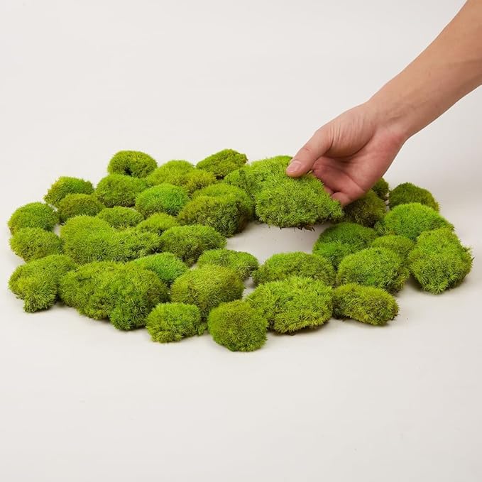 Preserved Pole Moss Pillow Bun Cushion Natural Green Decorative Real Natural Green DIY Kit Gardenning Art Wall Decor Florist Decor Easter Table Decor Wedding(1.5 sq.ft, Green-E)