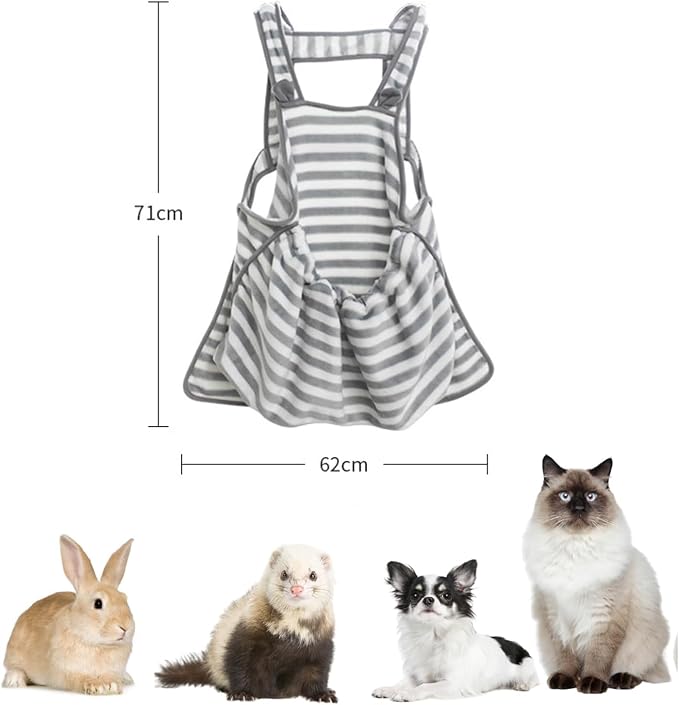 Ferret Sling Carrier Fleece Bag Soft Breathable Hands Free Shoulder Front Chest Apron Bonding Pouch Accompany Carrier for Rat Bird Hamster Rabbit Guinea Pig Rabbit (L)