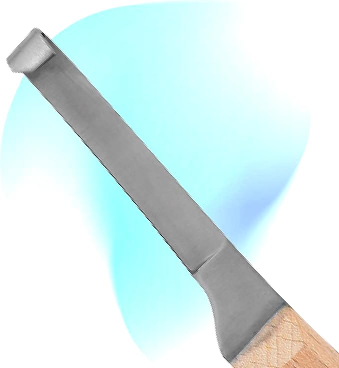 Hoof Knife Single Sided Edge Narrow Blade – Stainless Steel Curved Blade Farrier Tool with Fine Wooden Grip, Multipurpose Hoof Trimming Knife for Livestock, 3-Inch Blade, 8.5-Inch Overall