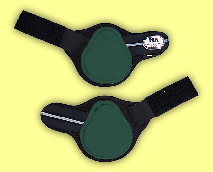 Majestic Ally Horse Leg Protection Fetlock and Tendon Boots Set, PU Shell, Neoprene Lining, Hook and Loop Closures, Multiple Colors and Sizes