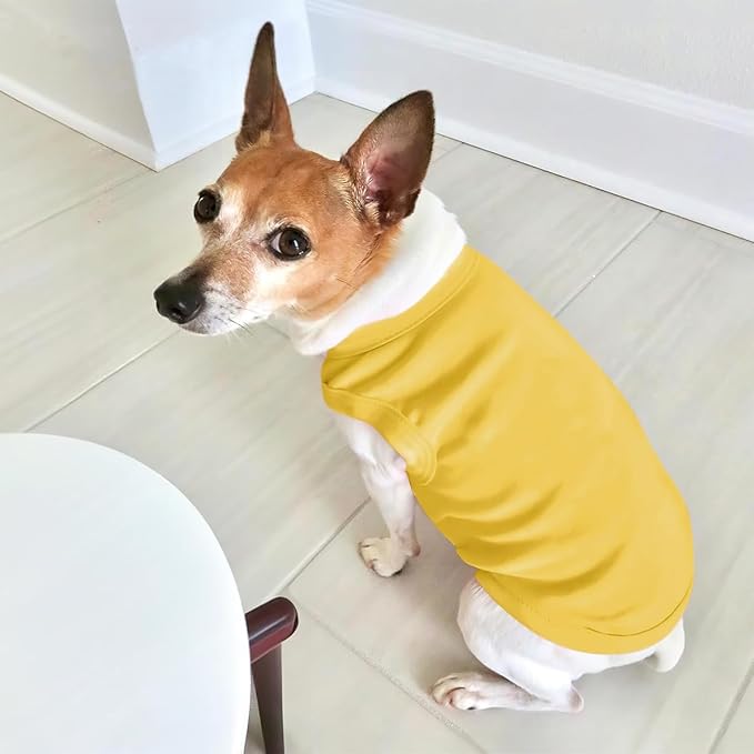Custom Dog Shirt Pet T Shirts for Small Medium Large Dogs Customized Clothes with Image Logo Text Breathable Sleeveless Tank Top Personalized Outfits Puppy Apparel Yellow, M