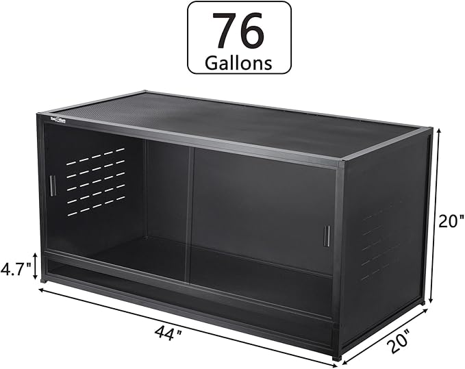Reptile Tank 44''x20''x20'' ToxiRium Large PVC Reptile Enclosure 76 Gallons for Bearded Dragon Gecko Lizard Snake, Wide Lounge Vivarium Area with Sliding Doors Lock