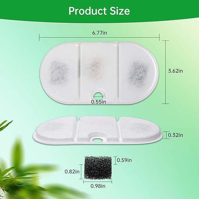 4 Packs Replacement Filters Compatible with Capsule Cat Water Fountain PLWF002, 4 Replacement Filters & 4 Pre-Filter Sponges for 71fl oz/2.1L Ultra Quiet Pet Water Fountain, Cat Water Fountain Filters