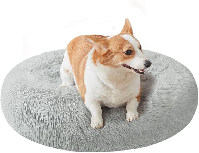 Nisrada Dog Bed for Small Medium Large Dogs, 27 inch Calming Dogs Bed, Washable-Round Cozy Soft Pet Bed for Puppy and Kitten with Slip-Resistant Bottom