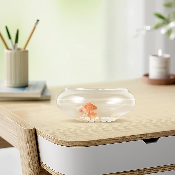 GANAZONO Clear Fish Bowl Vase Bubble Bowl Round Shallow Planter Glass Hydroponic Planter Floral Container for Table Centerpiece Wedding Event 15cm