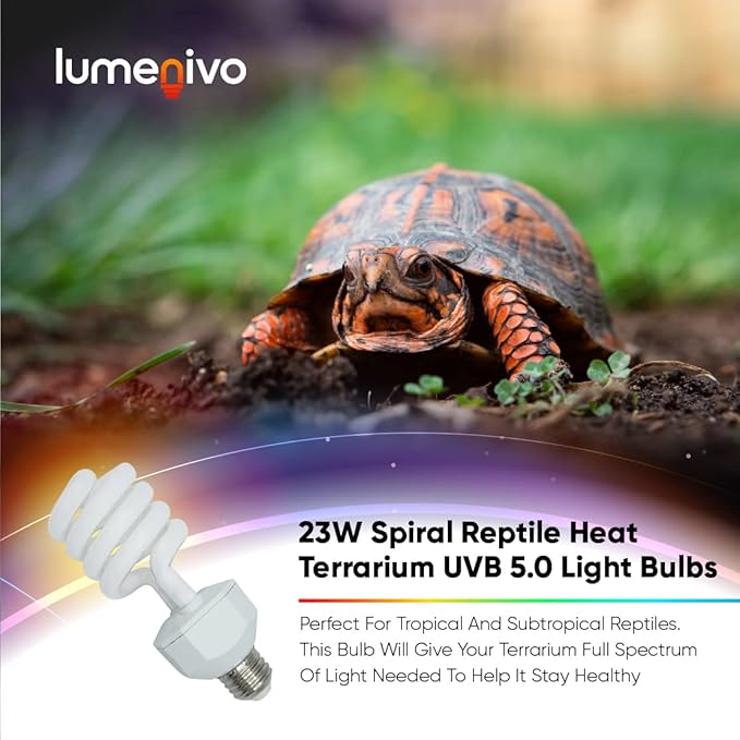 lumenivo 23 Watt UVB Reptile Light 5.0 23W Spiral Reptile Heat Terrarium Light Bulbs for Turtles, Gecko, Tortoise, Snake, Lizard, Chameleons, and Insects - 120V - 1 Pack