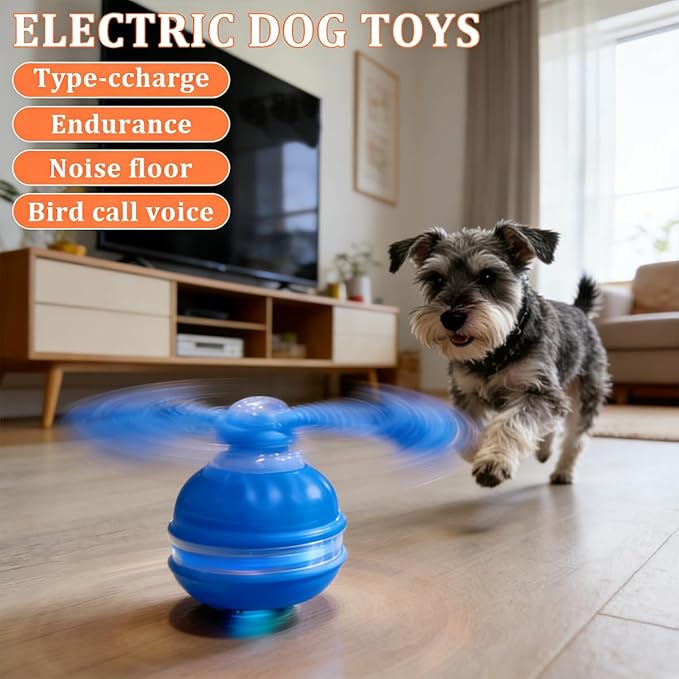 Interactive Dog Toys ，2026 upgraded motion-sensing pet toy ball, interactive dog toy ball with 360° intelligent automatic rolling. Built-in bird chirping attract dogs and keep them playing (blue)