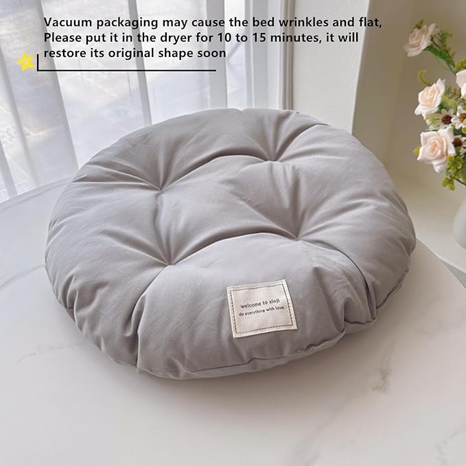 SHENGOCASE 2-Pack 16" Round Soft Cat Kneading Pillow Cushion Bed for Dog House Perch, Pad Padding for Cat Cage Kennel (Grey)
