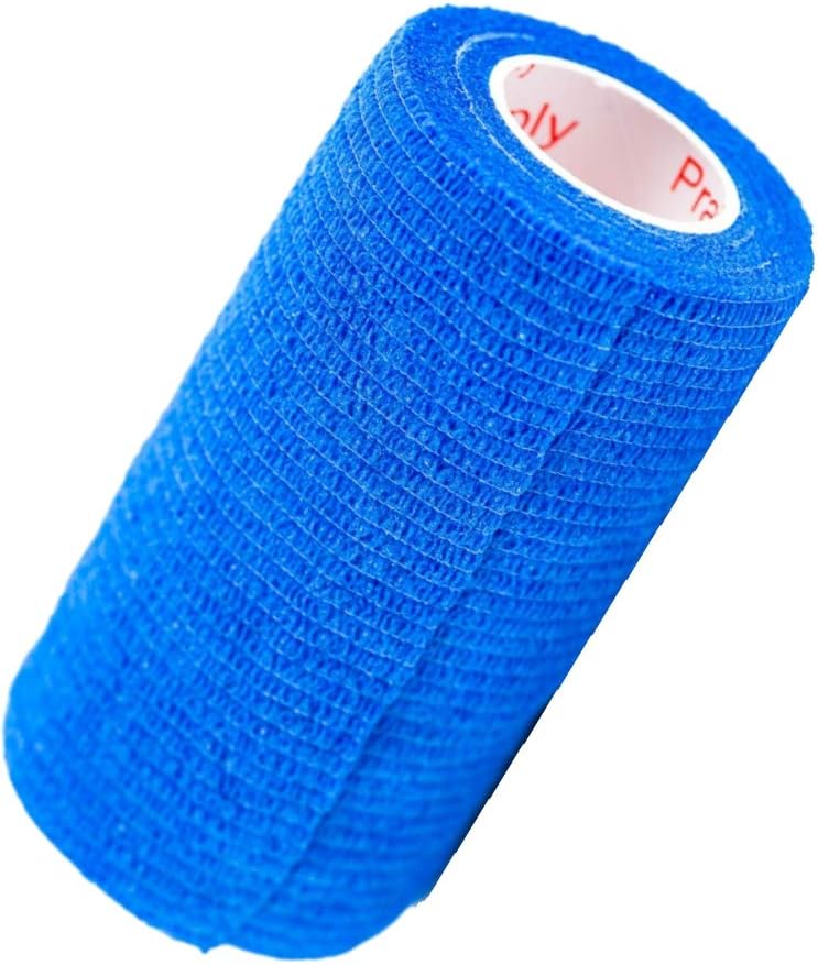 3 Inch Vet Wrap Tape Bulk (Blue) (Pack of 12) Self Adhesive Adherent Adhering Flex Bandage Grip Roll for Dog Cat Pet Horse