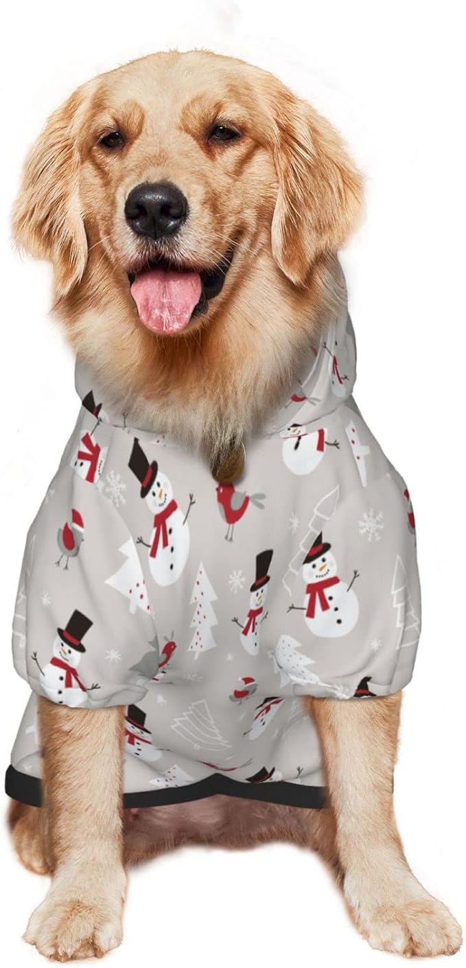 Christmas Gray Snowman Hoodie,Christmas Cosplay Dog Clothes with Pocket and Hat Winter Clothes Sweaters X-Small