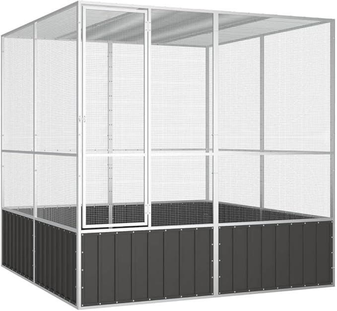 Steel Bird Cage, Large Flight King Bird Cage for Cockatiels African Grey Quaker Amazon Sun Parakeets Green Cheek Conures Pigeons Parrot Bird Cage Birdcage, Anthracite 84.1"x85.6"x83.3" -AA