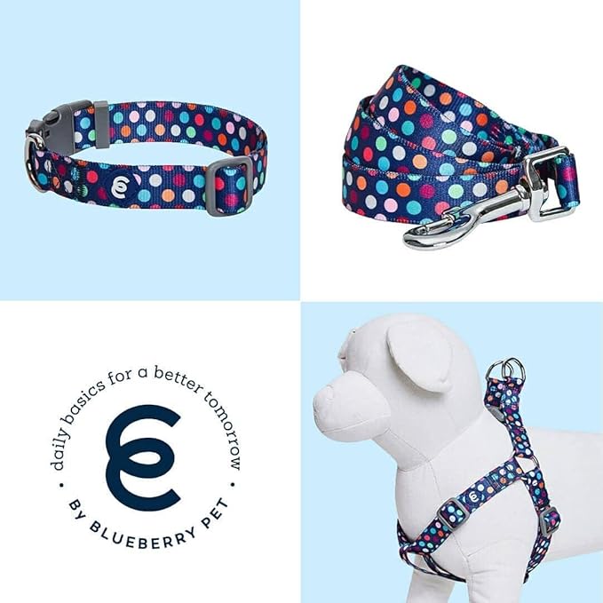 Blueberry Pet Essentials Rainbow Polka Dots Adjustable Dog Collar, Large, Neck 18"-26"