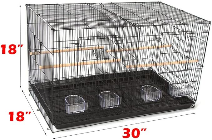 Lot of Breeding Flight Bird Cage for Aviaries Canaries Budgies Finches Lovebird Parakeet (30"x18"x18" Black with Divider)