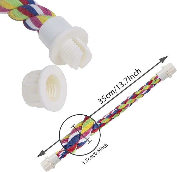 2PCS Rope Bungee Bird Toy,Bird Bungee Climbing Swing, Large and Small Sizes (43 &13.7 Inches)