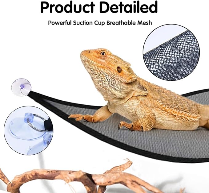 2PCS Bearded Dragon Hammock Reptile Hammock for Bearded Dragon Tank Accessories,Breathable Mesh Reptile Bed and Rest for Geckos Lizards,Snakes,Chameleon,Fish