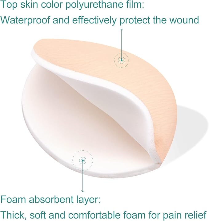 Dimora Heel Foam Dressing, Non-Adhesive Hydrophilic Pads, Highly Absorbent 5.5 x 4 in Pack of 5 Waterproof Dressing for Wound Care